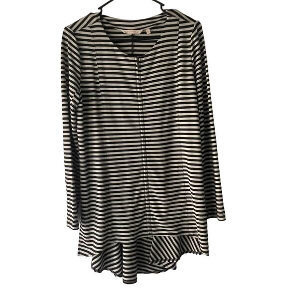 Soft Surroundings Women's Size Small Striped Black Full Zip Sweater - Picture 1 of 9